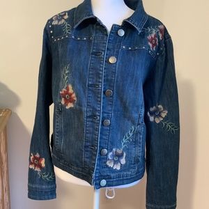 Christopher & Banks jeans floral jacket size M